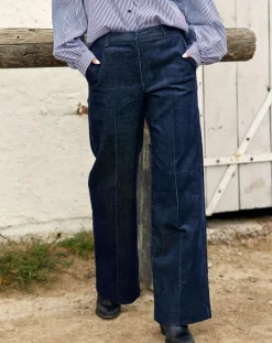 Clearance Lauren Vidal Pantalon en Velours côtelé Chiara nuit