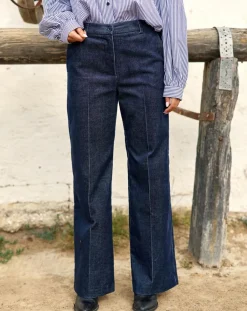 Clearance Lauren Vidal Pantalon en Velours côtelé Chiara nuit