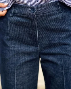 Clearance Lauren Vidal Pantalon en Velours côtelé Chiara nuit