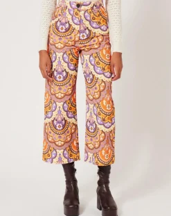 Femme Manoush Pantalon en Velours côtelé Fall imprimé violet/multicolore
