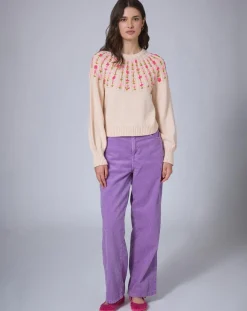 Femme Manoush Pantalon en Velours côtelé Baggy parme