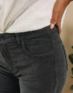 Femme Lauren Vidal Pantalon en Velours Pants bitume