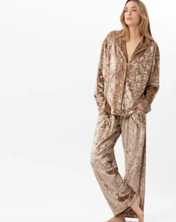 Hot Le Chat Pantalon en velours Platine doré