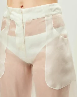 Femme La Perla Pantalon Esprit d'Atelier en Soie écru