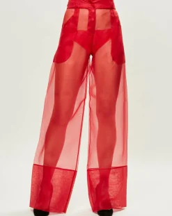 Femme La Perla Pantalon Esprit d'Atelier 100% Soie rouge