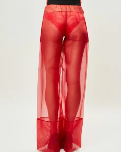 Femme La Perla Pantalon Esprit d'Atelier 100% Soie rouge