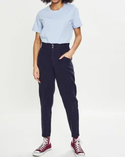 Femme Esprit Pantalon fluide taille élastique bleu foncé