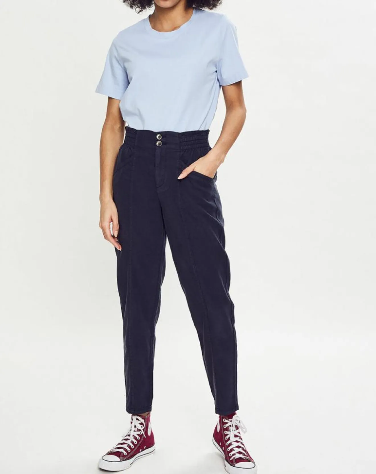 Femme Esprit Pantalon fluide taille élastique bleu foncé