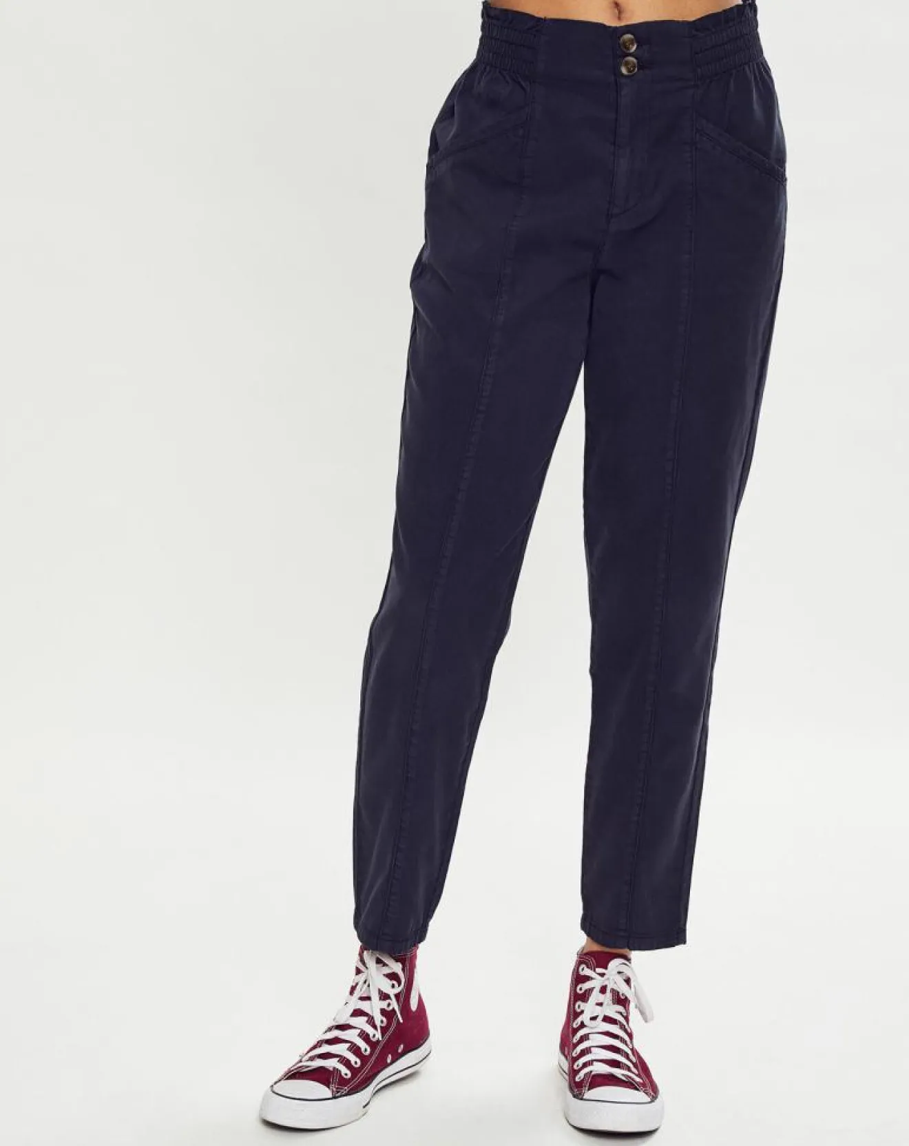 Femme Esprit Pantalon fluide taille élastique bleu foncé