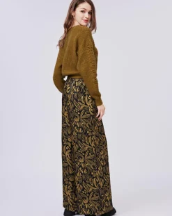 Femme See u Soon Pantalon Jade satiné imprimé jaune