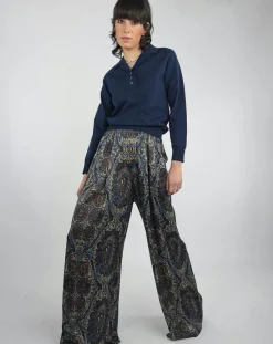Discount See u Soon Pantalon Julia satiné imprimé bordeaux/bleu
