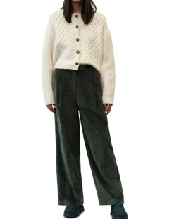 Best Marc O'Polo Pantalon large en Velours côtelé à revers vert foncé