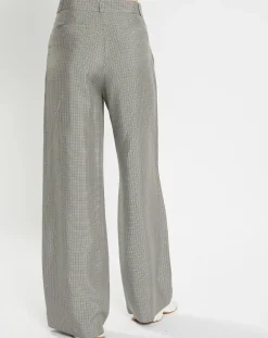 Femme Galeries Lafayette Pantalon large et fluide imprimé pied-de-poule bleu