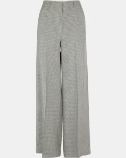 Femme Galeries Lafayette Pantalon large et fluide imprimé pied-de-poule bleu