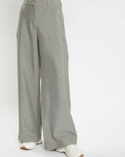 Femme Galeries Lafayette Pantalon large et fluide imprimé pied-de-poule bleu