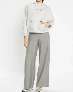 Femme Galeries Lafayette Pantalon large et fluide imprimé pied-de-poule bleu