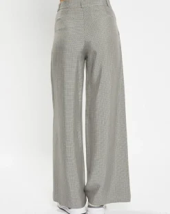 Femme Galeries Lafayette Pantalon large et fluide imprimé pied-de-poule bleu