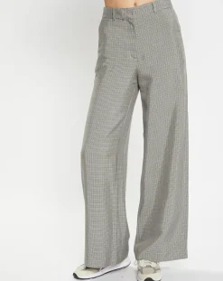 Femme Galeries Lafayette Pantalon large et fluide imprimé pied-de-poule bleu