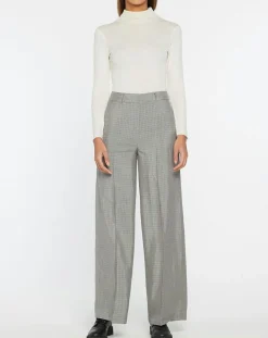 Femme Galeries Lafayette Pantalon large et fluide imprimé pied-de-poule bleu