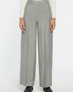 Femme Galeries Lafayette Pantalon large et fluide imprimé pied-de-poule bleu