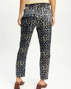 New Lauren Vidal Pantalon Lou imprimé bleu/crème