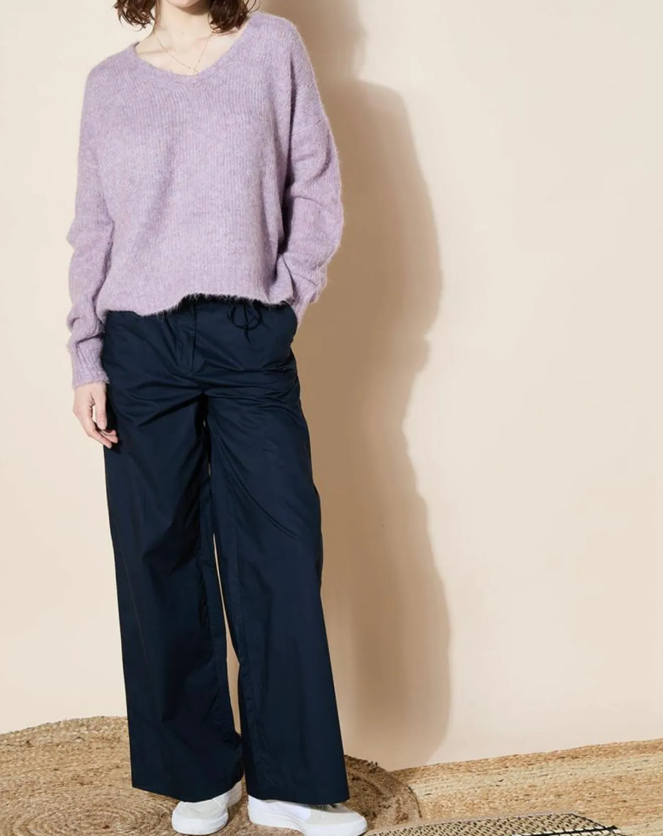 Hot Galeries Lafayette Pantalon paperbag en Coton Gregoria bleu marine