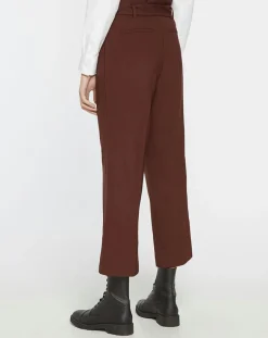 Galeries Lafayette Pantalon paperbag en Laine mélangée marron