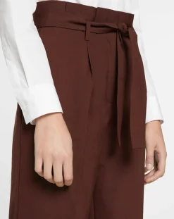 Galeries Lafayette Pantalon paperbag en Laine mélangée marron