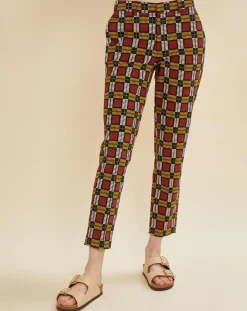 Clearance Chloé Stora Pantalon Priscille imprimé bordeaux/jaune/noir