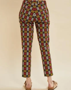 Clearance Chloé Stora Pantalon Priscille imprimé bordeaux/jaune/noir