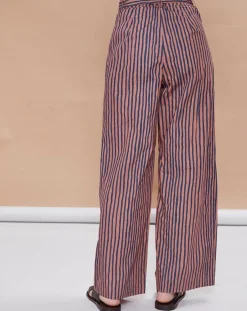 Sale Mare di Latte Pantalon Santa Fe rayé rose/bleu