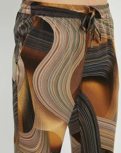 New Lauren Vidal Pantalon satiné Store imprimé café