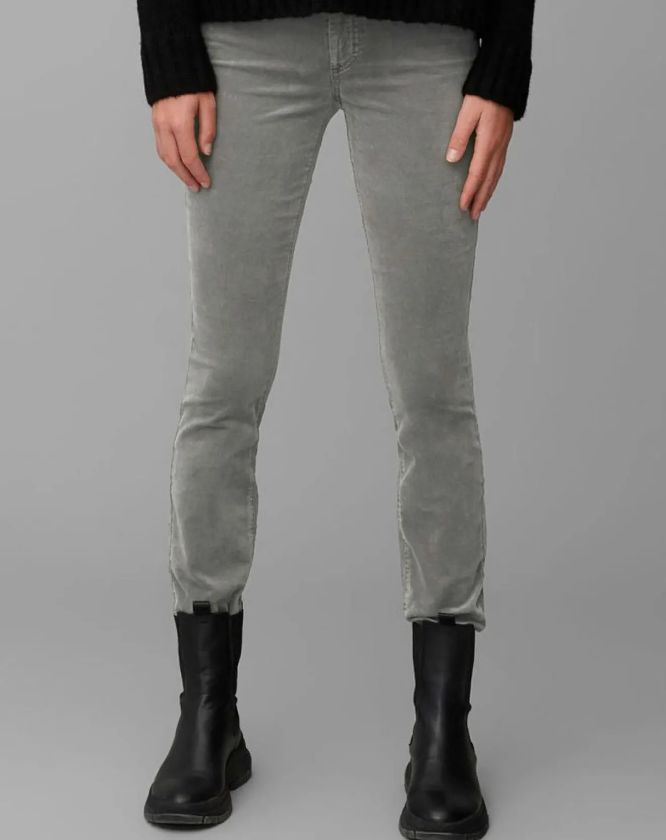 Discount Marc O'Polo Pantalon slim Albi effet Velours gris clair