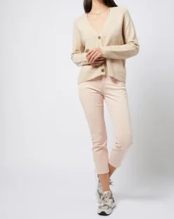 Femme Esprit Pantalon Slim en Coton stretch doux beige/pêche