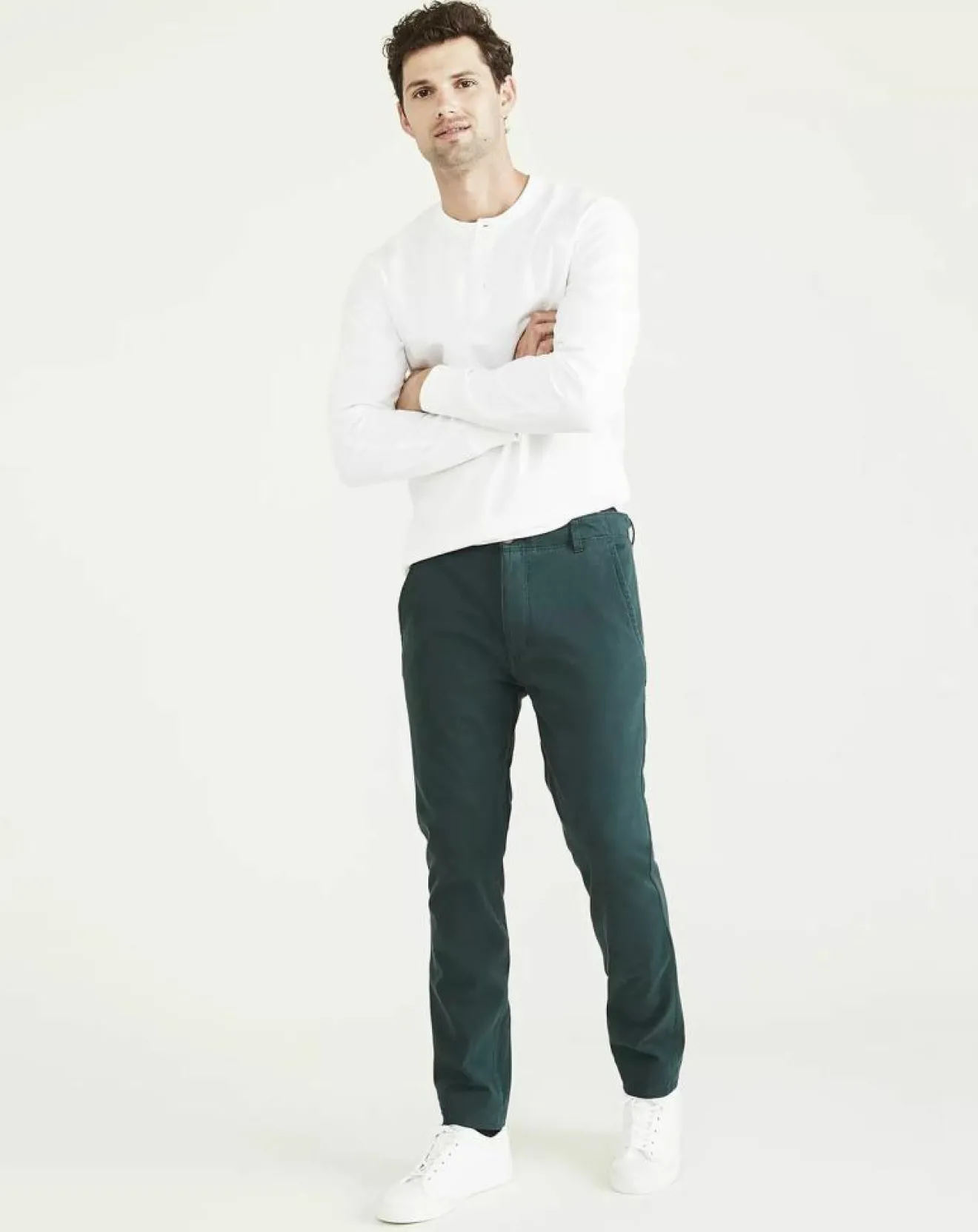 Homme Dockers Pantalon Smart 360 Flex Alpha Skinn vert foncé