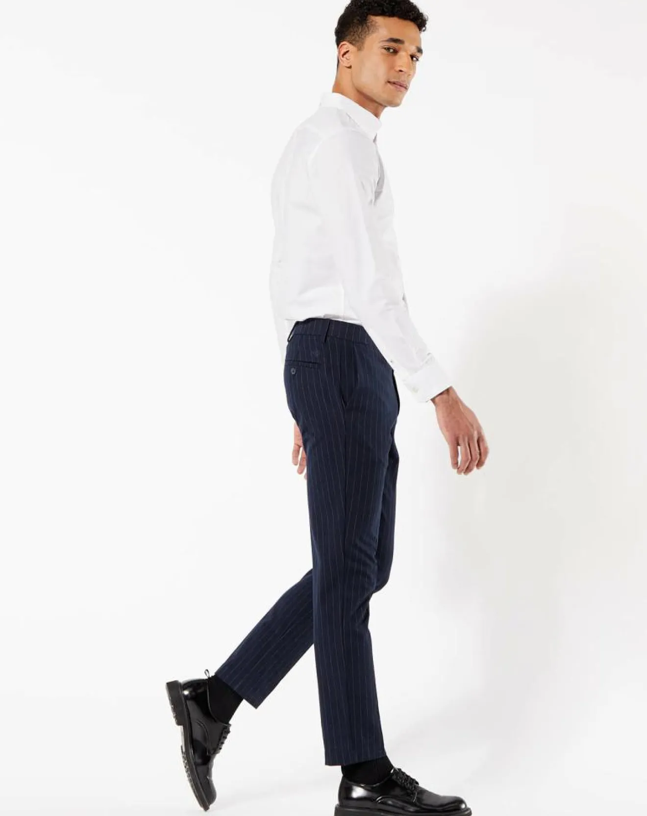 Homme Dockers Pantalon Smart 360 Flex Trouser Slim Fit à rayures bleu foncé