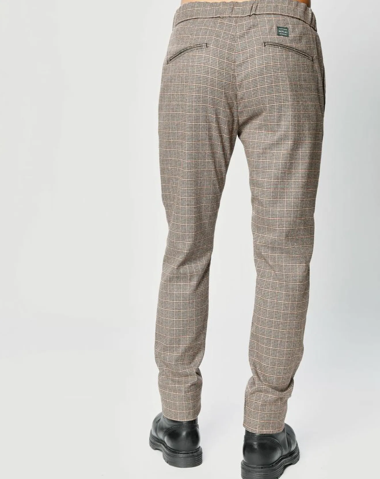 Homme Replay Pantalon Tailorded imprimé pied-de-poule marron