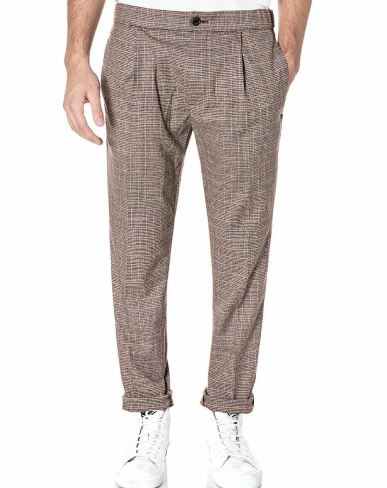 Homme Replay Pantalon Tailorded imprimé pied-de-poule marron