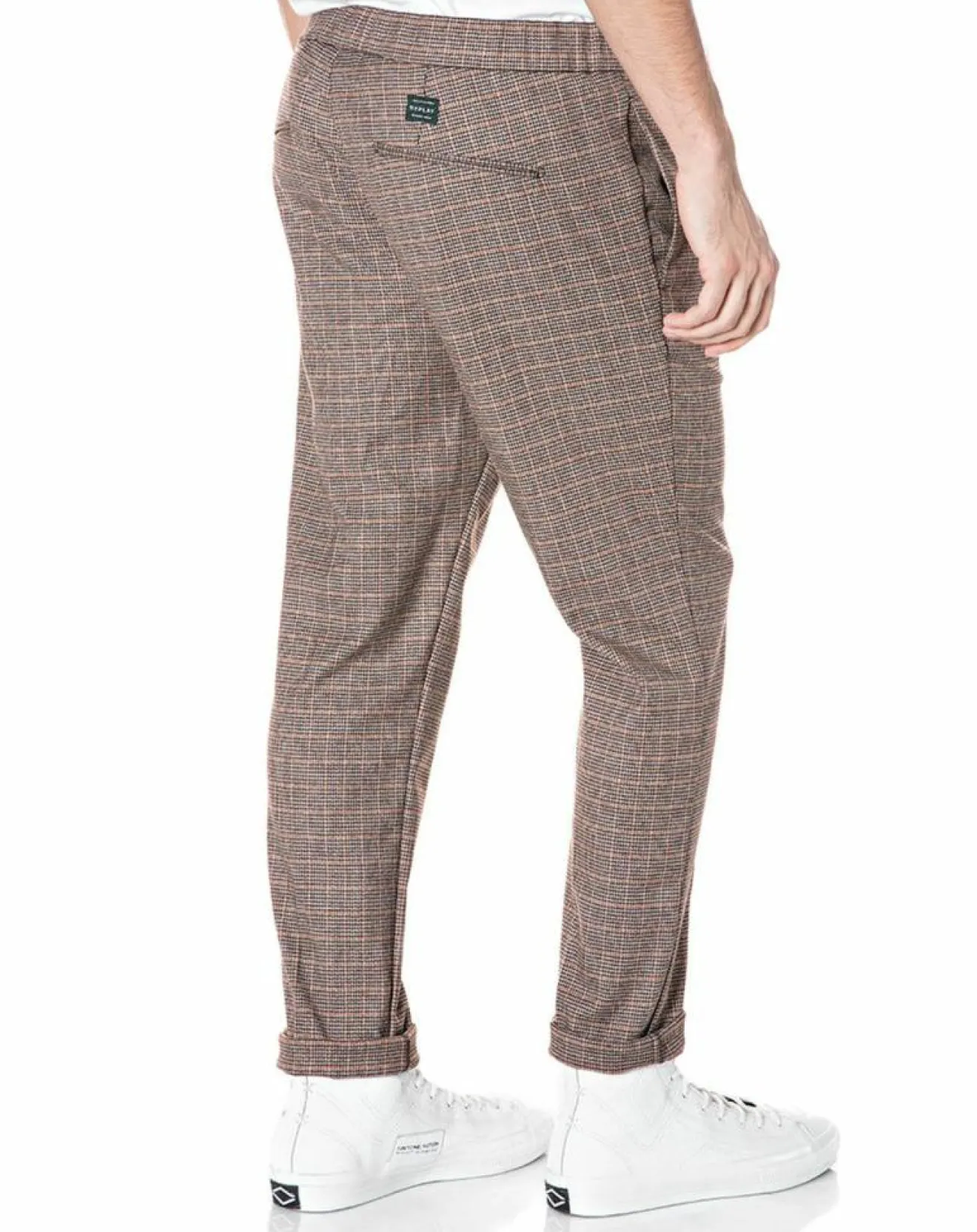 Homme Replay Pantalon Tailorded imprimé pied-de-poule marron