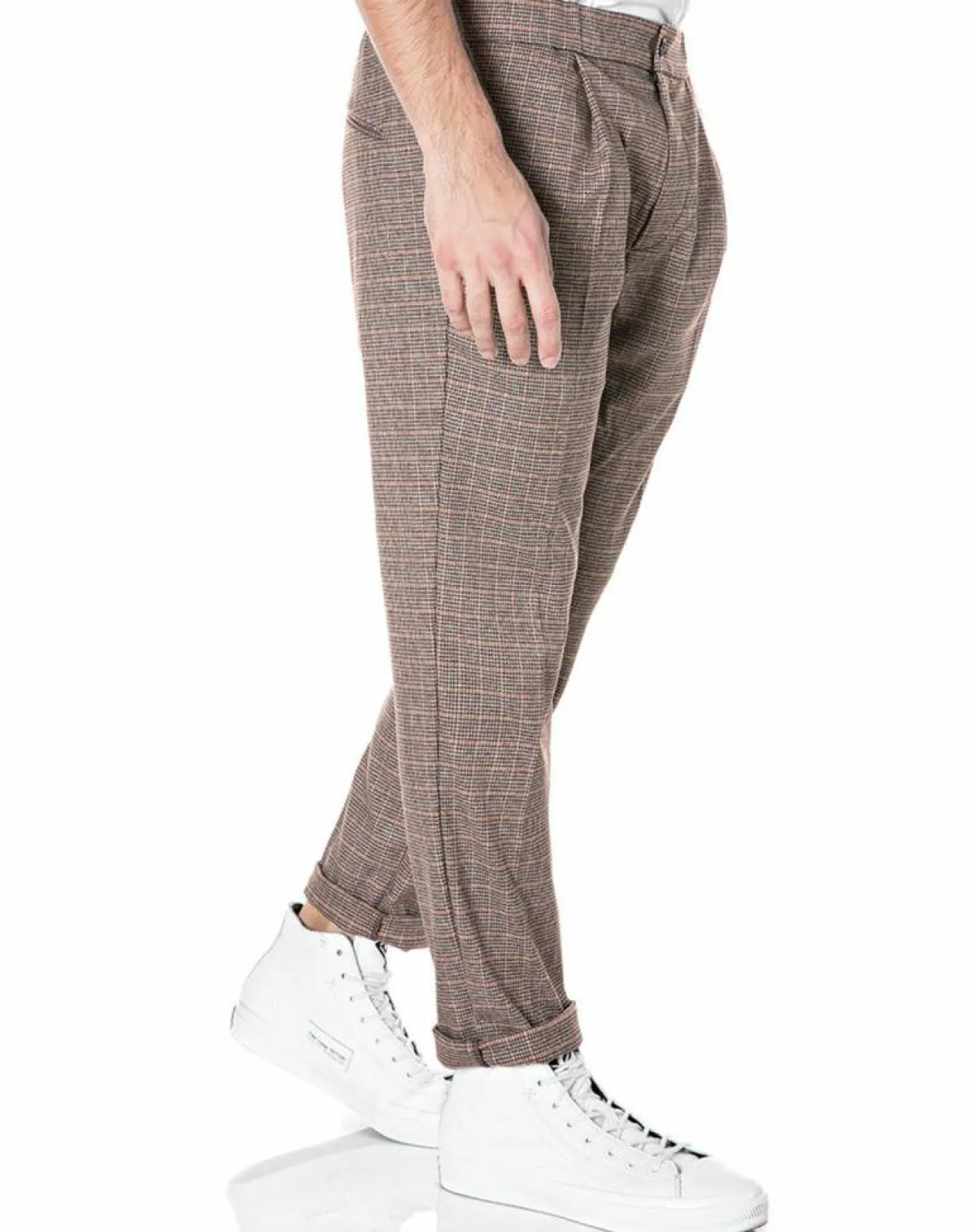 Homme Replay Pantalon Tailorded imprimé pied-de-poule marron