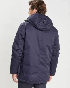 Hackett London Parka à capuche Canvas bleu marine
