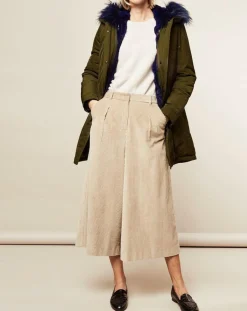 Sale Lou Andrea Parka avec intérieur en Fourrure de Lapin Olivia kaki/bleu