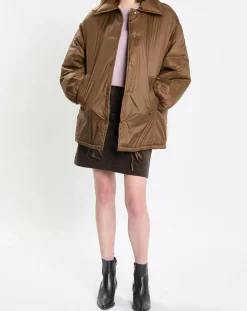 Femme Marc O'Polo Parka boutons nylon marron