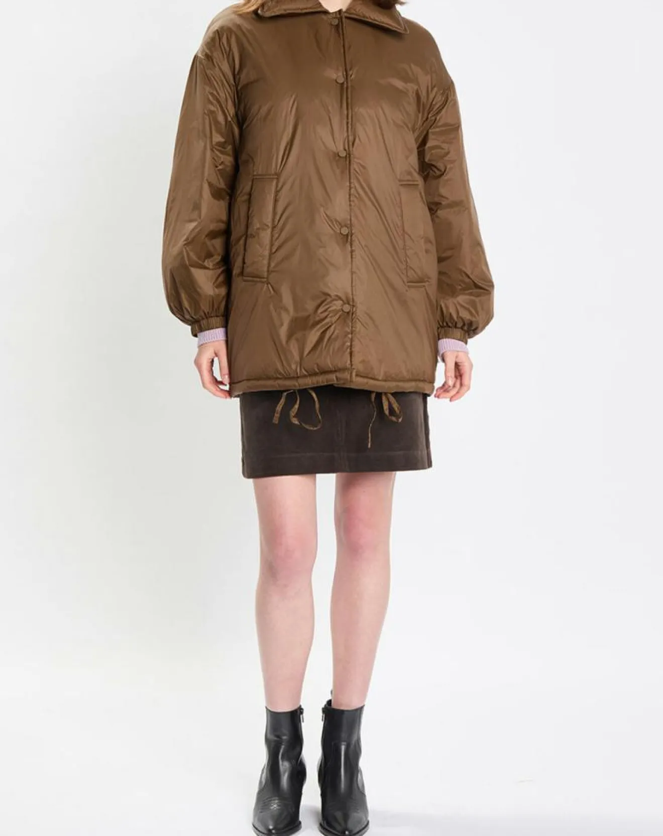 Femme Marc O'Polo Parka boutons nylon marron