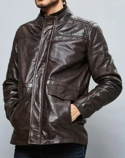 Online Chyston Parka en Cuir Aron marron