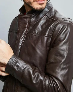 Online Chyston Parka en Cuir Aron marron