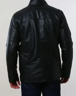 Homme Chyston Parka en Cuir Aron noire