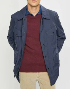 Homme Hackett London Parka imperméable légère bleu marine