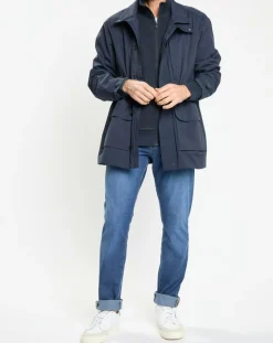 Homme Hackett London Parka imperméable Technique Vélo bleu marine