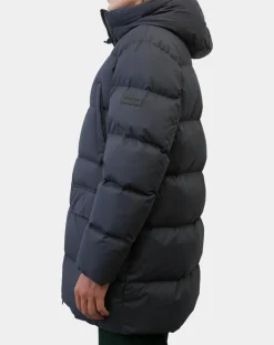 Homme Marc O'Polo Parka Puffa mi-longue à capuche bleu marine